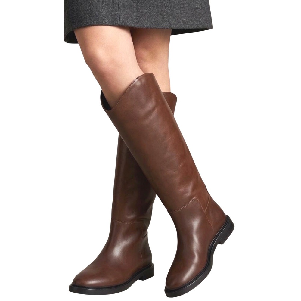 Steve Madden Gaige Brown Leather Tall Riding Boots Lug Sole Womens Size 6